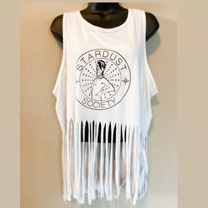 Bowie Stardust Society Fringe  Crop Top Sz…